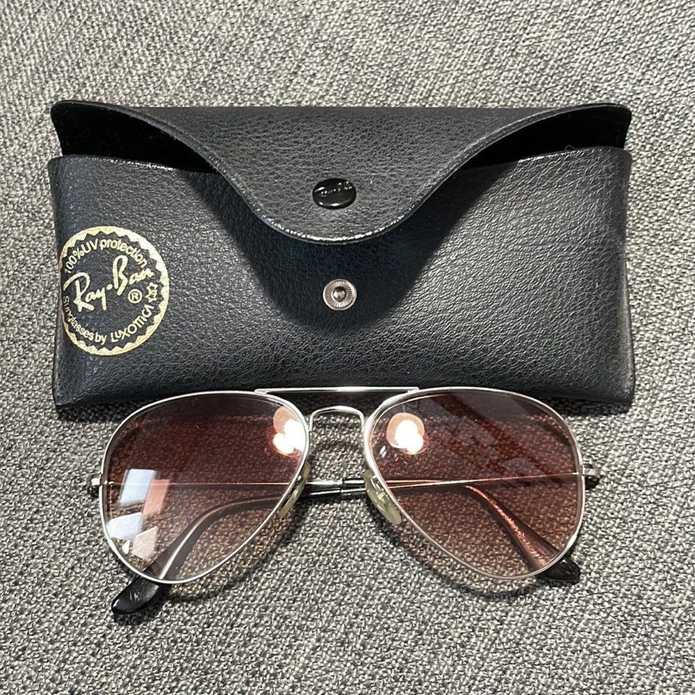 RayBan Classic Aviators. Brown Gradient Silver Frame.